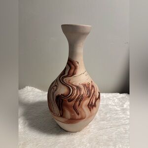 Vintage NEMADJI Brown Swirled Art Pottery Vase Large 13" Native Decor Piece